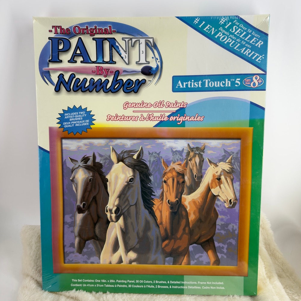 The Original Paint By Number Artist Touch 5 Stampede Horses Oil Paint Kit 11546